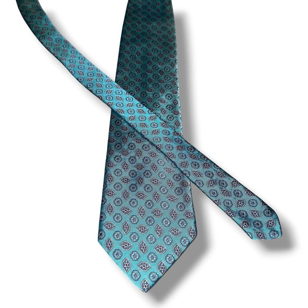 Robert Talbott Best of Class Teal Blue Paisley Textured Silk Tie